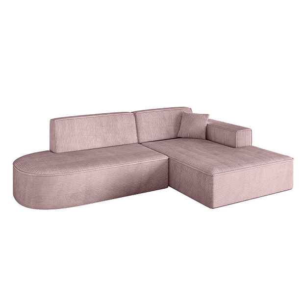ALTDECOR ROHOVÁ SEDAČKA s otomanem, pravá IREA-L1-v4 232x165x77 Růžová Manšestr