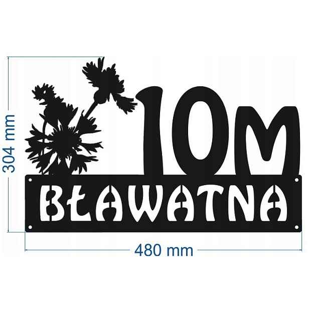 Číslo Na Dům 60 cm Tabule Adresa Ocel 2 mm ul. Bławatna