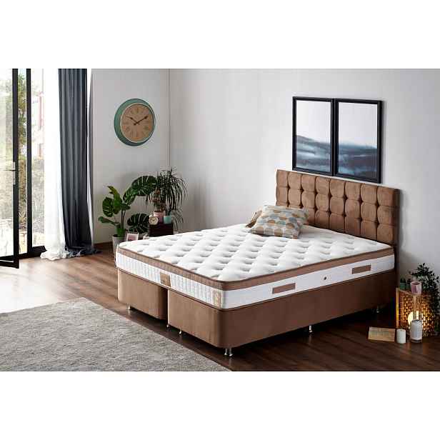 Double Mattress, Base & Headboard Latte - Light Brown (160 x 200)