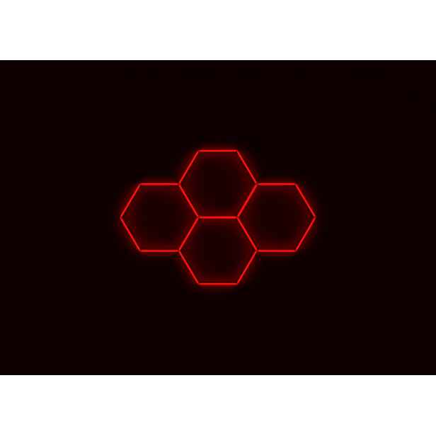Kompletní Led hexagonové svítidlo červené, rozměr 4 elementy 241 x 168 cm