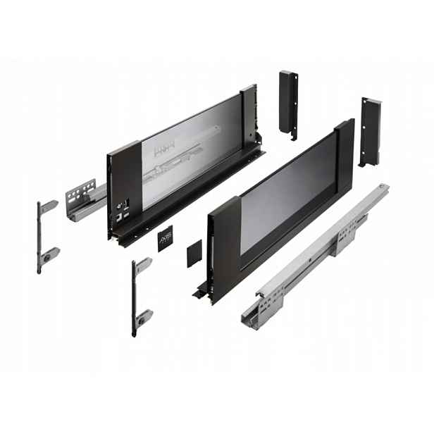 Šuplík Gtv Axis Pro Glass Střední H116 300 MM Skleněná S Tlumením Dovírání Černá
