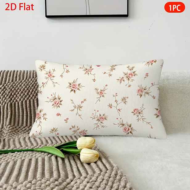 TEMU 2D plochý - 1 ks 2D plochý povlak na polštář s květinovým vzorem | Ideální pro kancelář a domácí dekorace, polyester pratelný v pračce,
