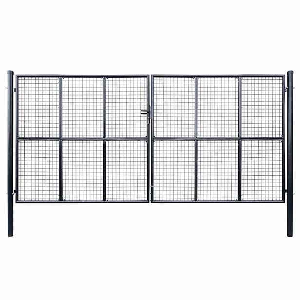 vidaXL Pletivá zahradní branka pozinkovaná ocel 400 x 175 cm šedá