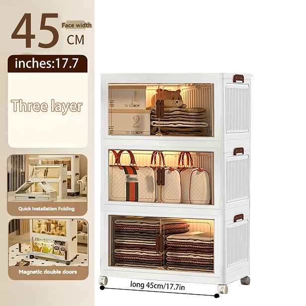 TEMU 45cm Nadměrná Dětská Skříňka s Dvířky na Kolečkách - Skládací Skříňka do Ložnice a Dětského Pokoje pro Ukládání Neuspořádaných Věcí, Dokumentů,