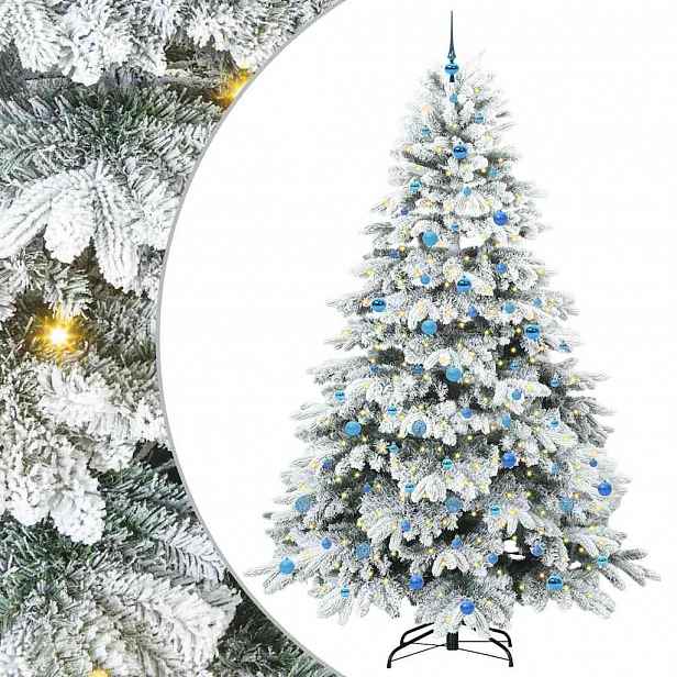 vidaXL Umělý vánoční stromeček s 300 LED diodami Bílá 240 cm PE a PVC