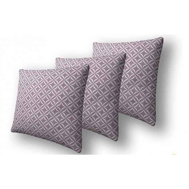 Set tří dekorativních vzorovaných polštářů ZANE - růžový / bílý