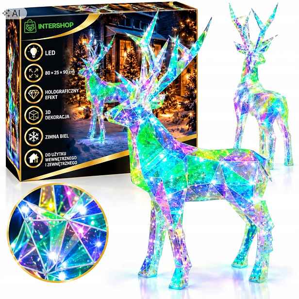 Sob Led Holografický 3D 90 CM Vánoční Geometrická Ozdoba