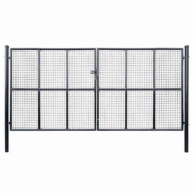 vidaXL Pletivá zahradní branka pozinkovaná ocel 400 x 200 cm šedá