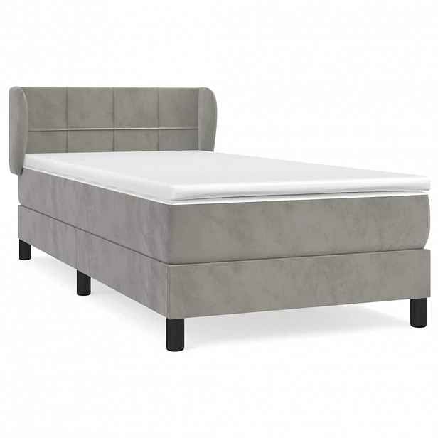 vidaXL Box spring postel s matrací světle šedá 80 x 200 cm samet