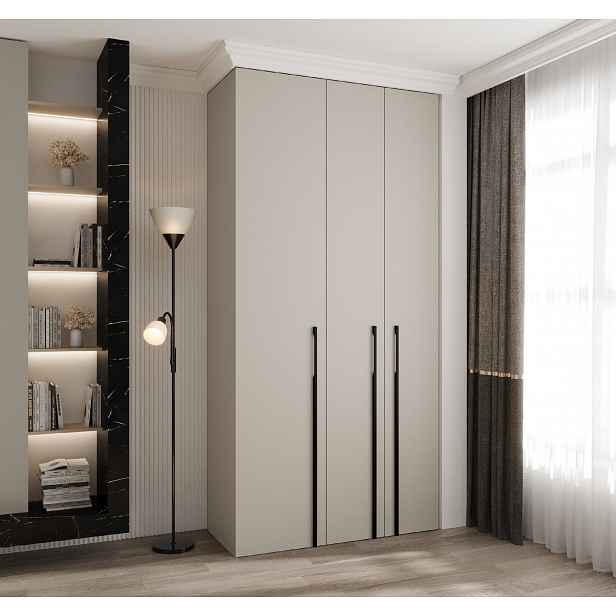 Šatní skříň Como 3 - hloubka 50 cm Rozměry: 120 cm, Pásky / úchyty: Černá, Barva korpusu + barva dveří: Kašmír