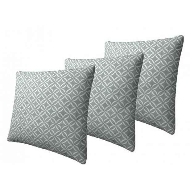 Set tří dekorativních vzorovaných polštářů ZANE - světlý zelený / bílý