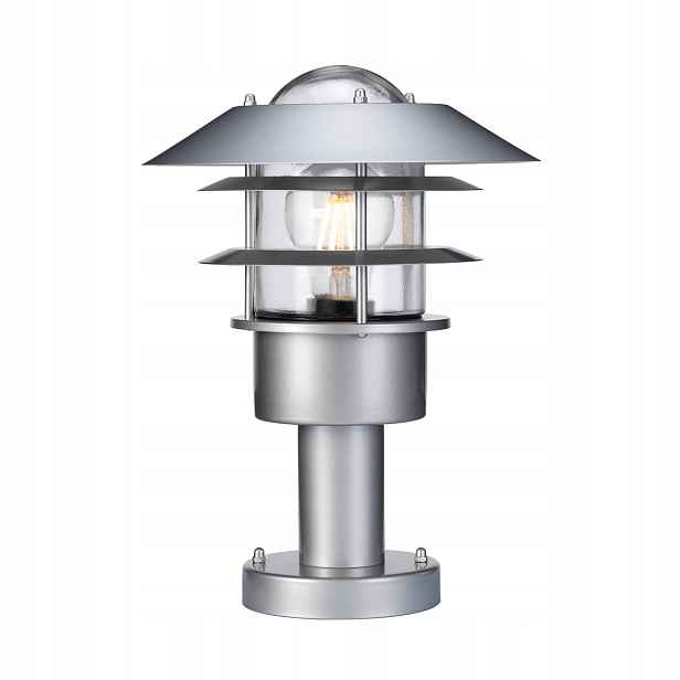 Venkovní stojací lampa, zahradní sloupek, industriální, stříbrná, 30 cm Elstead
