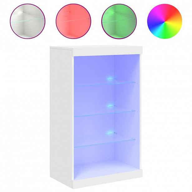 vidaXL Příborník s LED osvětlením bílý 60,5 x 37 x 100 cm