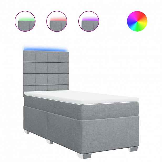 vidaXL Box spring postel s matrací světle šedá 80 x 200 cm textil