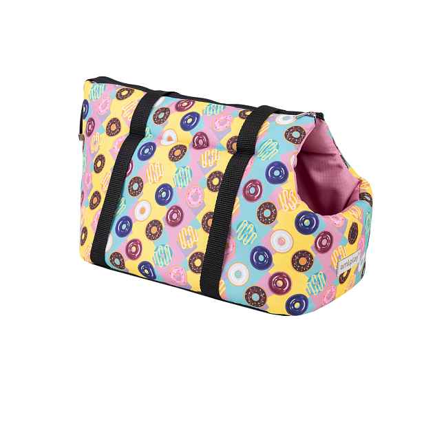 Přepravní taška pro psy HAPPY vzor DONUT velikost S, L Rozměr: S  - 35x21x24 cm