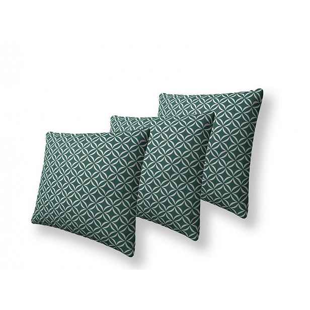 Set tří dekorativních vzorovaných polštářů ZANE - tmavý zelený / bílý