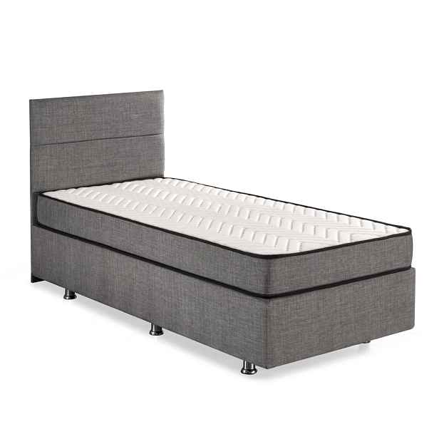 Single Mattress, Base & Headboard Silver - Grey (100 x 200)
