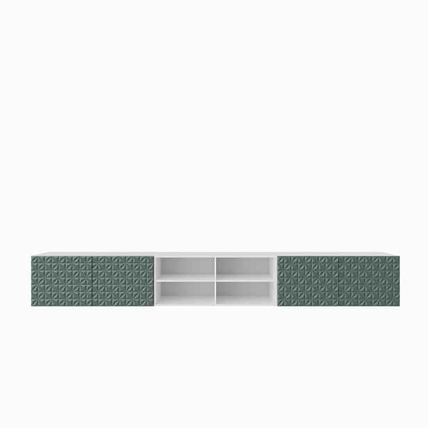 MASSENO ZÁVĚSNÝ TV STOLEK ROVA, 300/41/40 cm, bílý /, zelený