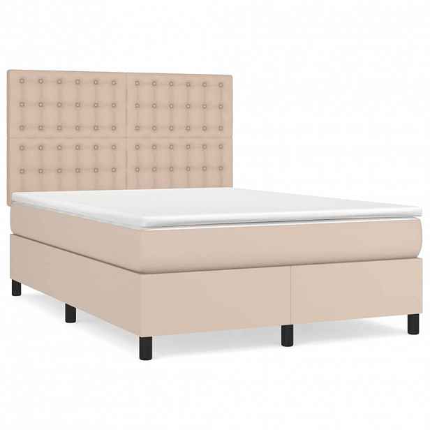 vidaXL Box spring postel s matrací cappuccino 140x200 cm umělá kůže