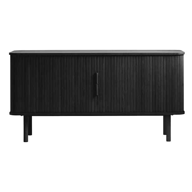 Černá nízká komoda v dekoru dubu s posuvnými dveřmi 76x160 cm Cavo – Unique Furniture