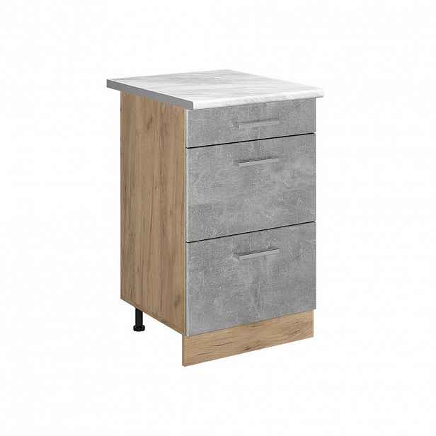 Vicco SPODNÍ SKŘÍŇKA KUCHYŇSKÉ LINKY R-Line, Beton/Zlatý mocný dub, 50 cm pracovná doska Mramor