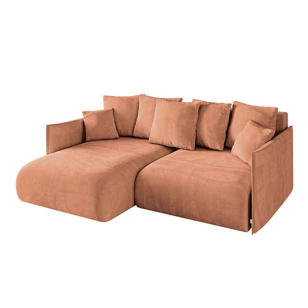 ALTDECOR ROHOVÁ SEDAČKA s funkcí spaní a otomanem, levá ONESK-L 216x177x72 Meruňková Velur