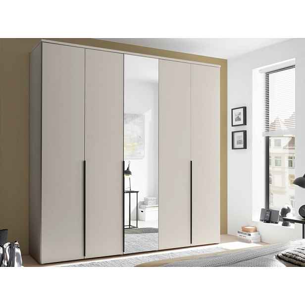 Šatní skříň se zrcadlem Kevo, 225 cm, béžová kašmír