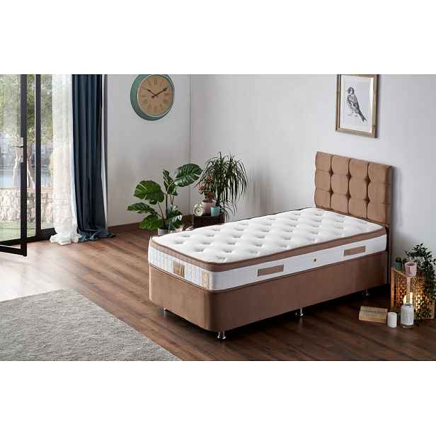 Single Mattress, Base & Headboard Latte - Light Brown (90 x 190)