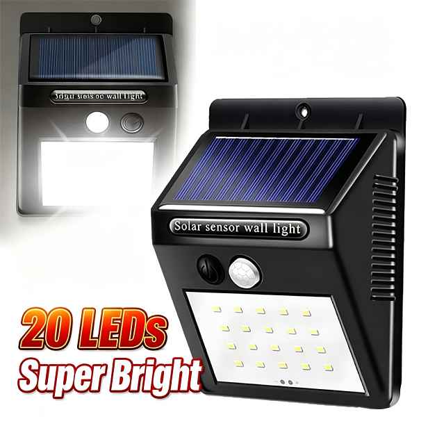 TEMU 1ks 20 LED solární nástěnné světlo s pohybovým senzorem, venkovní solární bezpečnostní světlo s PIR pohybovým senzorem, solární venkovní světlo