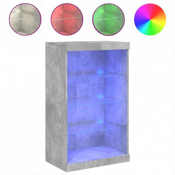 vidaXL Příborník s LED osvětlením betonově šedý 60,5 x 37 x 100 cm