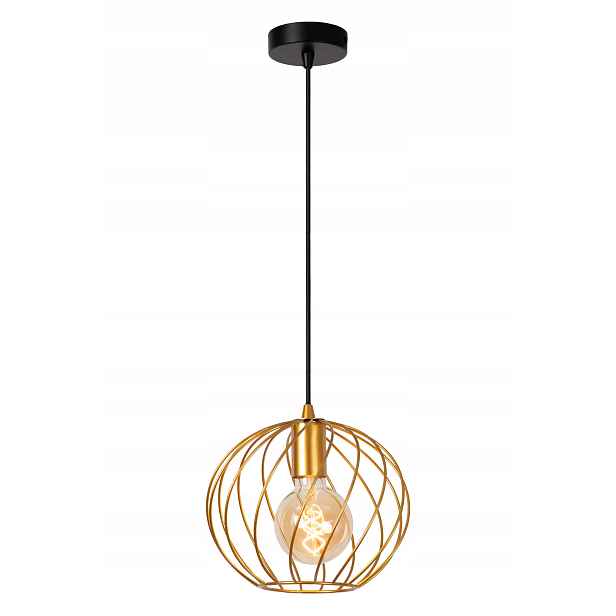 Závěsná lampa kovová zlatá drátěná koule 25 cm nad stůl ostrov bar Lucide