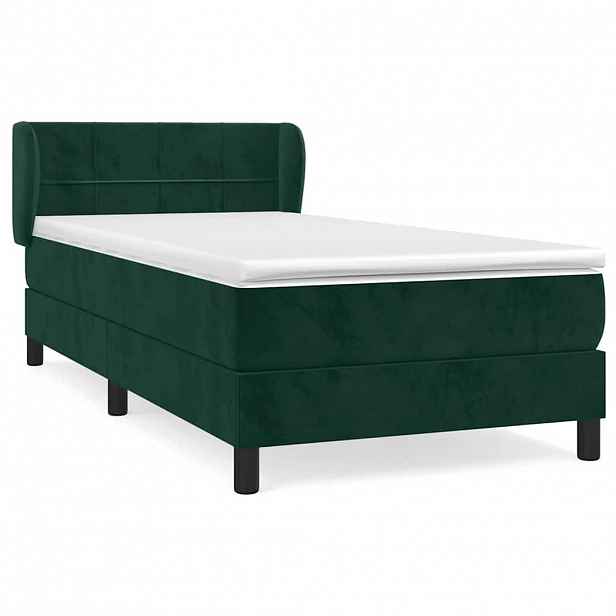 vidaXL Box spring postel s matrací tmavě zelená 80 x 200 cm samet