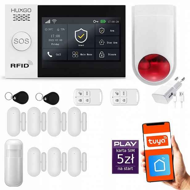 Bezdrátový alarm WiFi Gsm 4G, Tuya, alarmová sada Huxgo HXA007 D7WS