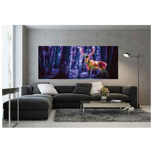 Fototapeta Kouzelný jelen ve fialové lesní noci Fantazie 250x104 lepidlo