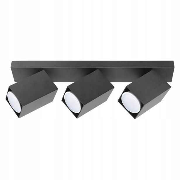 Nástěnná a stropní lampa s trojitou lištou 3xGU10 černá Kubar Orno