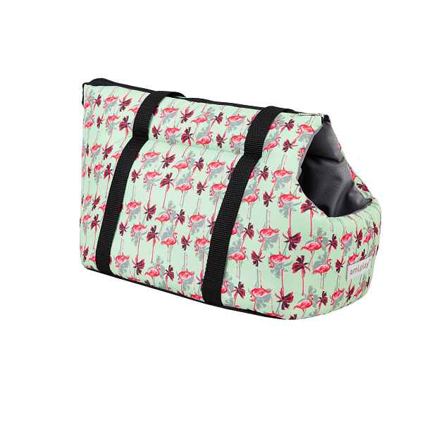 Přepravní taška pro psy HAPPY vzor FLAMINGO velikost S, L Rozměr: S  - 35x21x24 cm