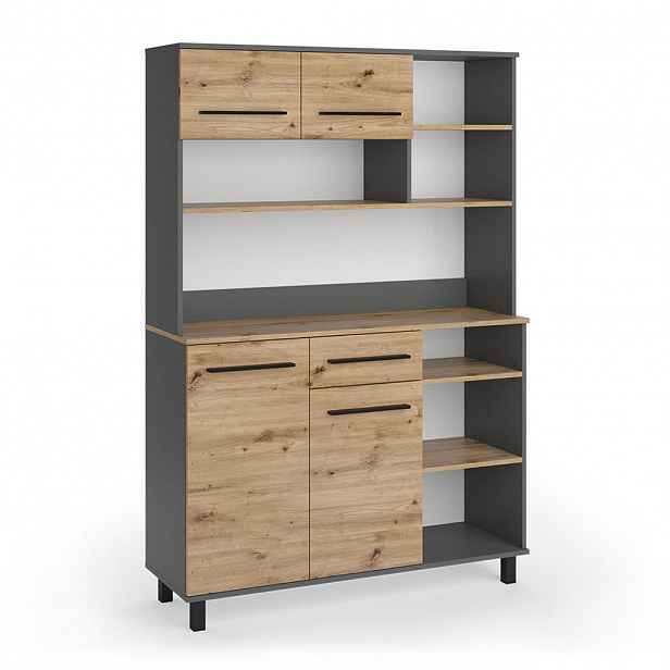 Vicco KUCHYŇSKÝ BUFET Pure, Řemeslný dub/Antracit, 120.2 x 177 cm