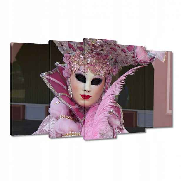 Obrazy 100x60 Růžová karnevalová maska