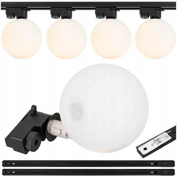 Osvětlení kolejnicové 2x Lišta 1 m Led svítidlo G9 bílá koule sklo x4