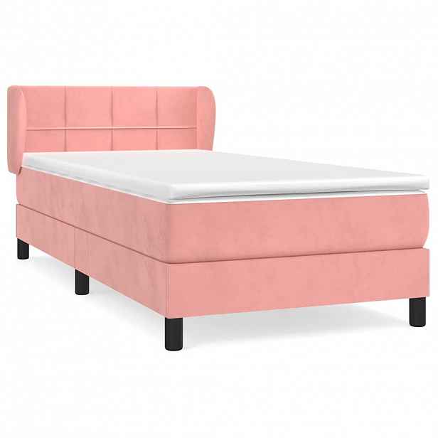 vidaXL Box spring postel s matrací růžová 80 x 200 cm samet