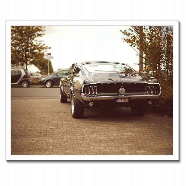 Plakáty v rámu 50x40 Ford Mustang černo-bílé