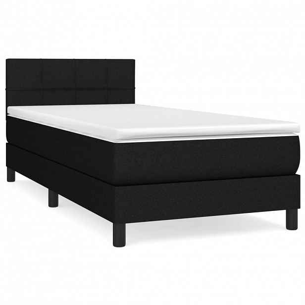 vidaXL Box spring postel s matrací černá 80 x 200 cm textil