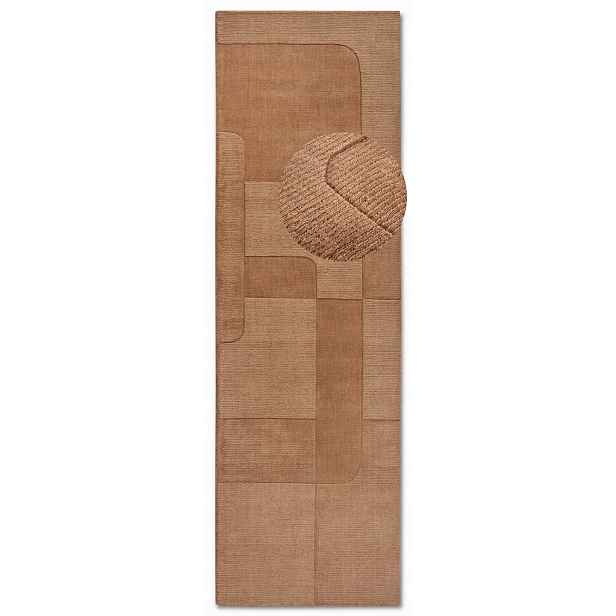Běhoun do chodby 80x250 cm, hnědý, moderní 3D vzor