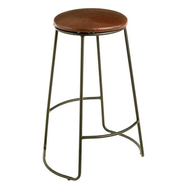 Černá/hnědá čalouněná barová stolička (výška sedáku 64 cm) Brixton – Premier Housewares