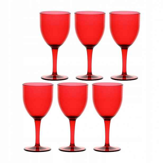 Rose&tulipani Fiaba Sada 6 akrylových sklenic na víno 400 ml, červená