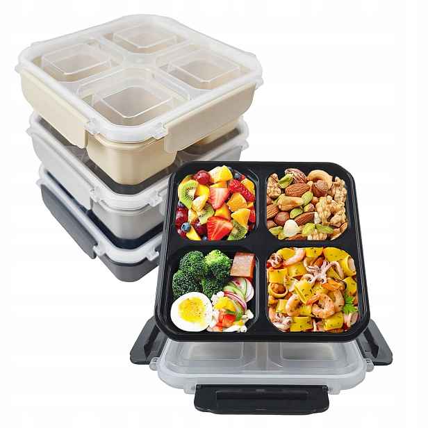Snídaňový box Bento Lunchbox s přihrádkami Krabička Sada 4 kusů