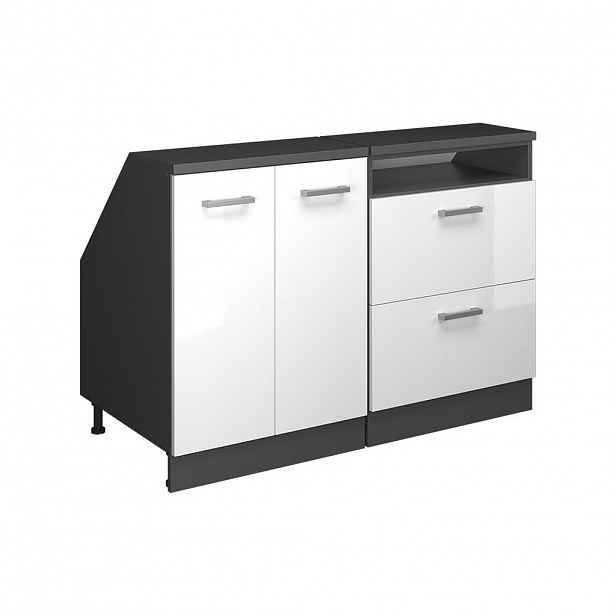 Vicco SADA SKŘÍNÍ PRO ŠIKMOU STŘECHU Rion Bílá vysoký lesk 120 cm Sada 2 korpusů skříně hloubka 60 cm