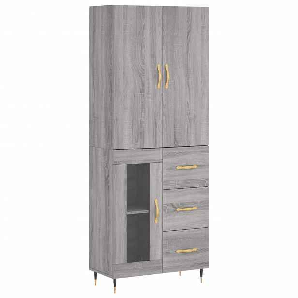 vidaXL Skříň highboard šedá sonoma 69,5 x 34 x 180 cm kompozitní dřevo