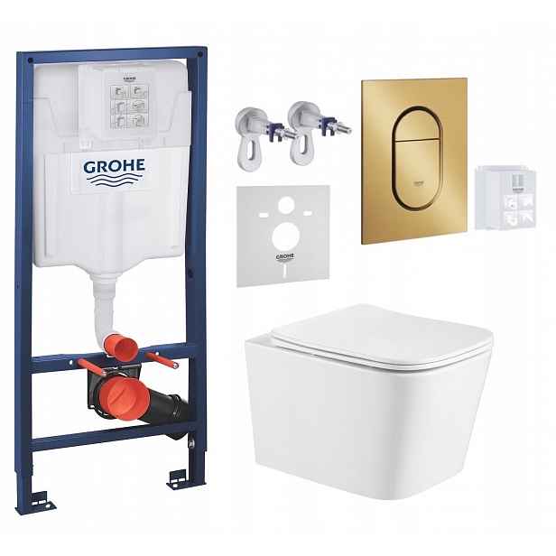 Grohe Wc stojan Rapid s mísou Alba a tlačítkem zlatý kartáčovaný