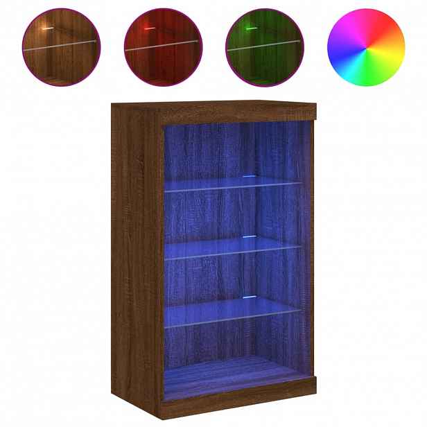 vidaXL Příborník s LED osvětlením hnědý dub 60,5 x 37 x 100 cm